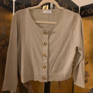 Calvin Klein Beige and Gold Cardigan